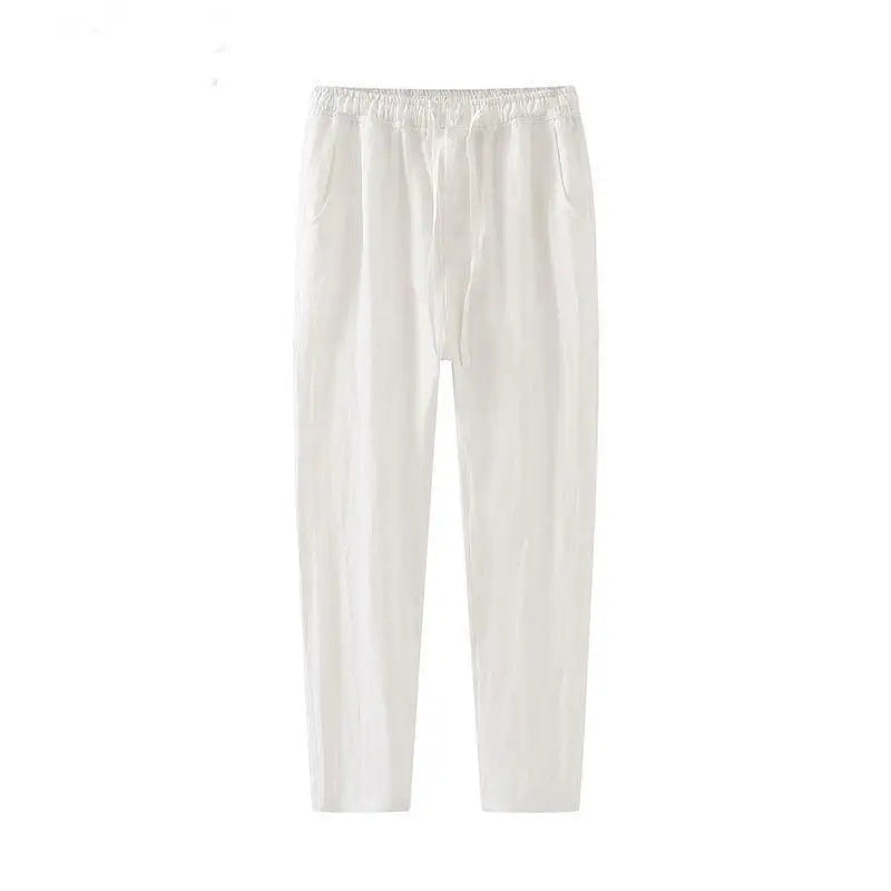 Linnen Broek Dames - Lichtgewicht Witte Linnen Broek voor Zomer, Ademend en Comfortabel 0