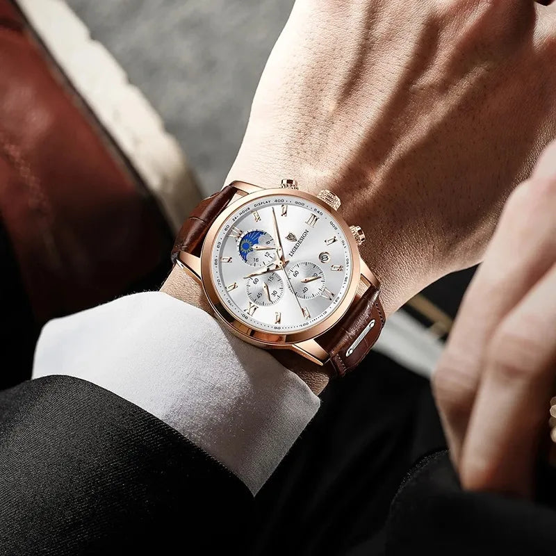 Luxe Horloge met Handgemaakt Design en Leren Band | Modestio