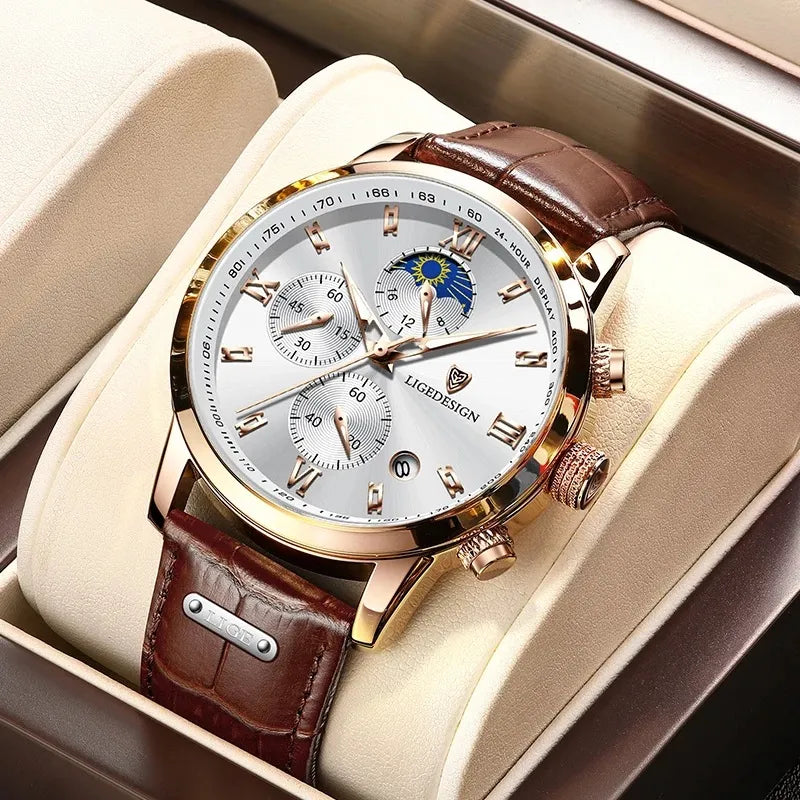 Luxe Horloge met Handgemaakt Design en Leren Band | Modestio