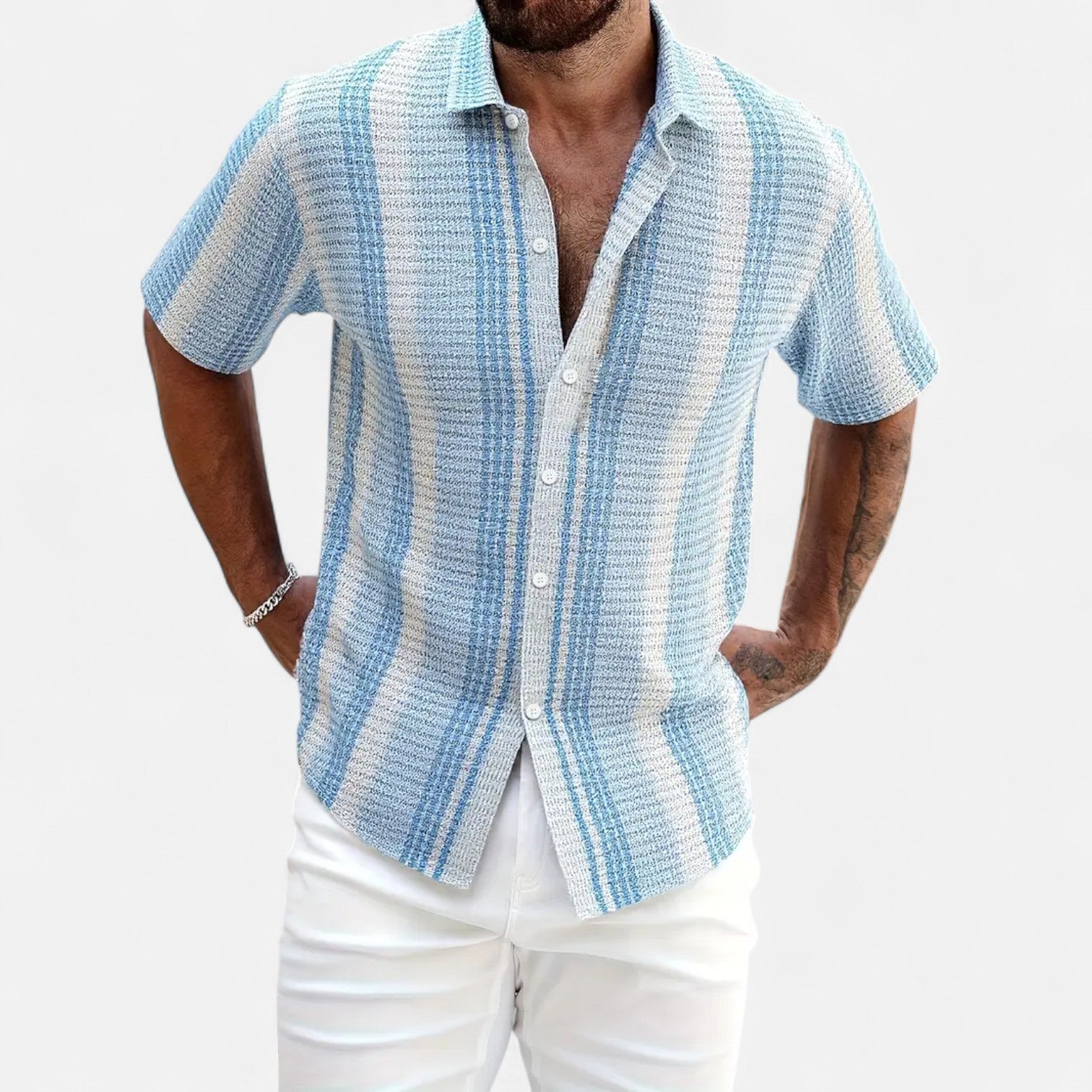 Lorenzo - Gestreept Herenoverhemd Button-Up