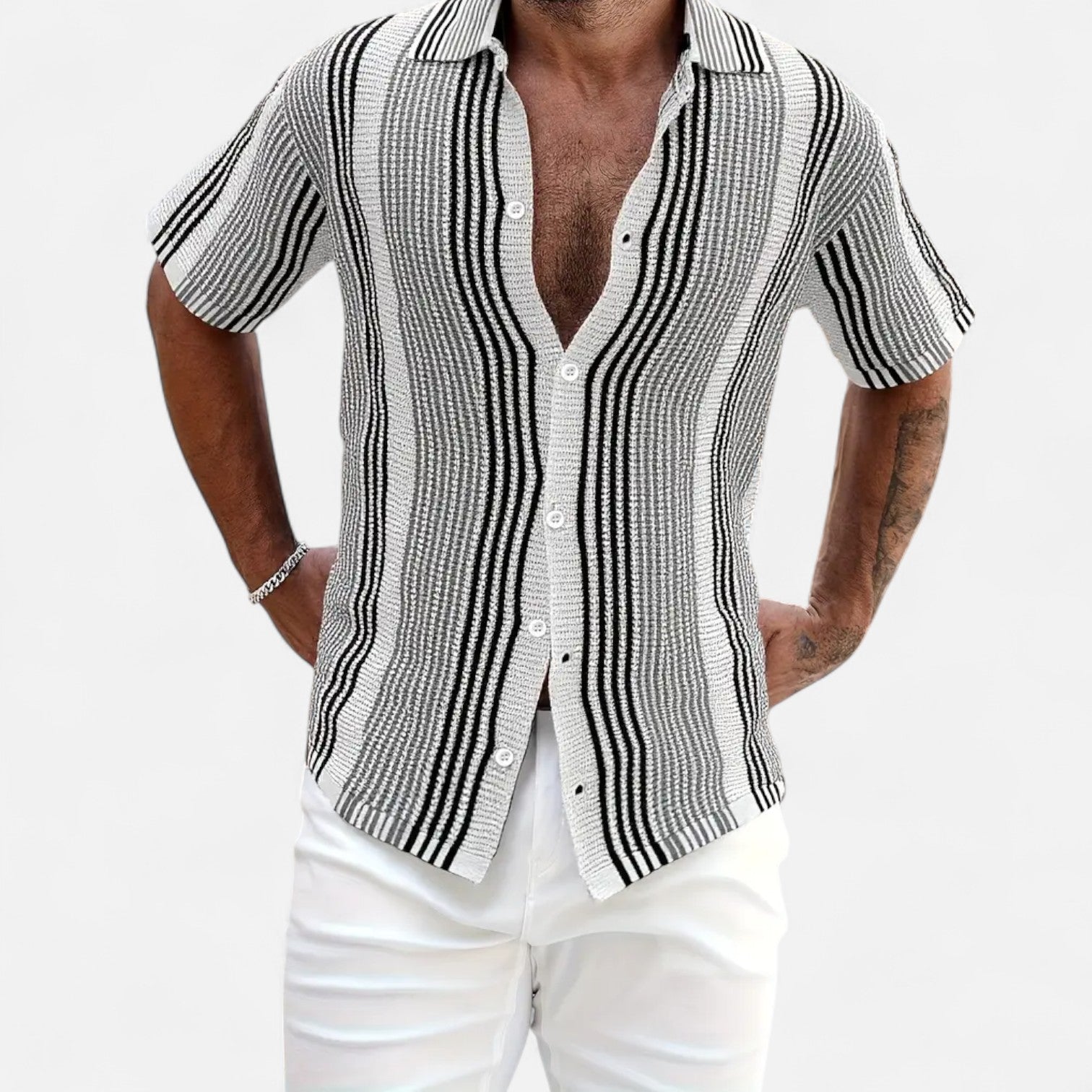 Lorenzo - Gestreept Herenoverhemd Button-Up