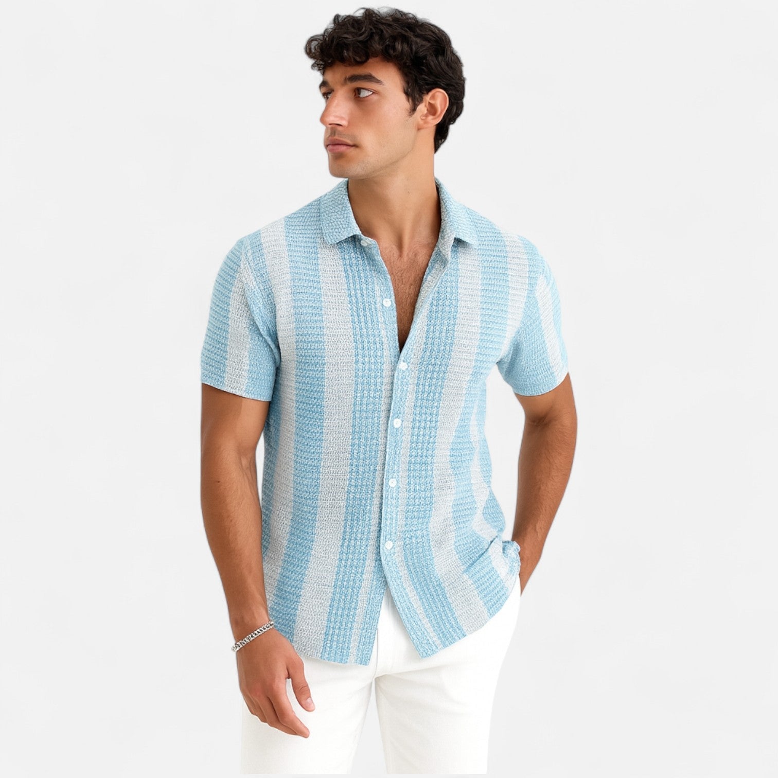 Lorenzo - Gestreept Herenoverhemd Button-Up
