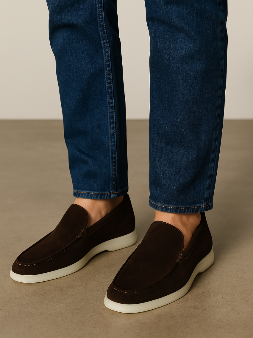 Molly - Donkerbruine Suède Loafers