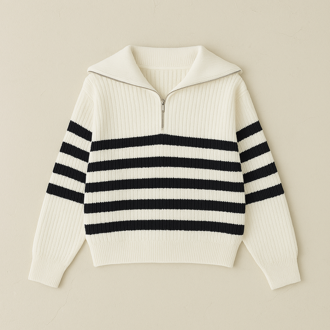 Nautical Ribbed Half-Zip Herentrui