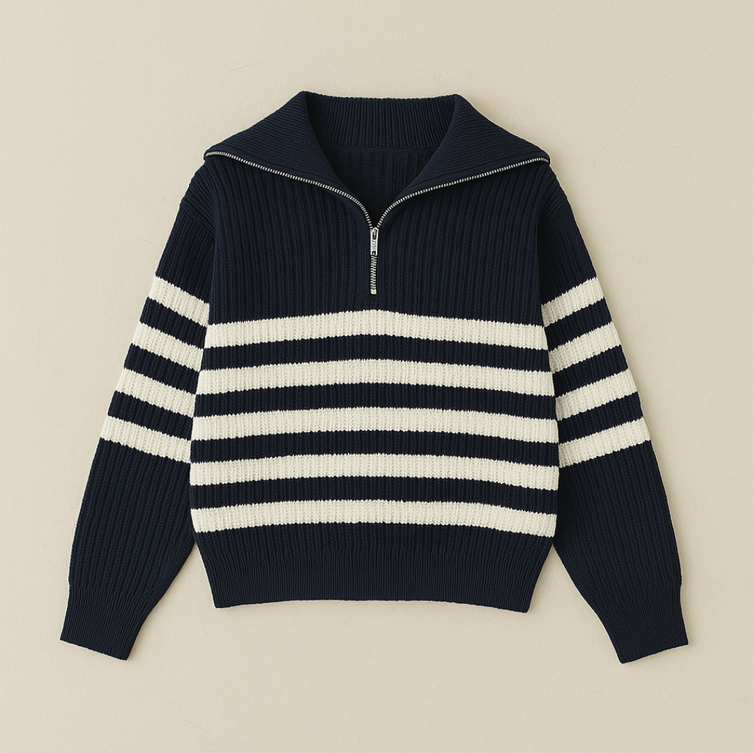 Nautical Ribbed Half-Zip Herentrui