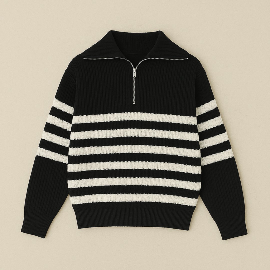 Nautical Ribbed Half-Zip Herentrui