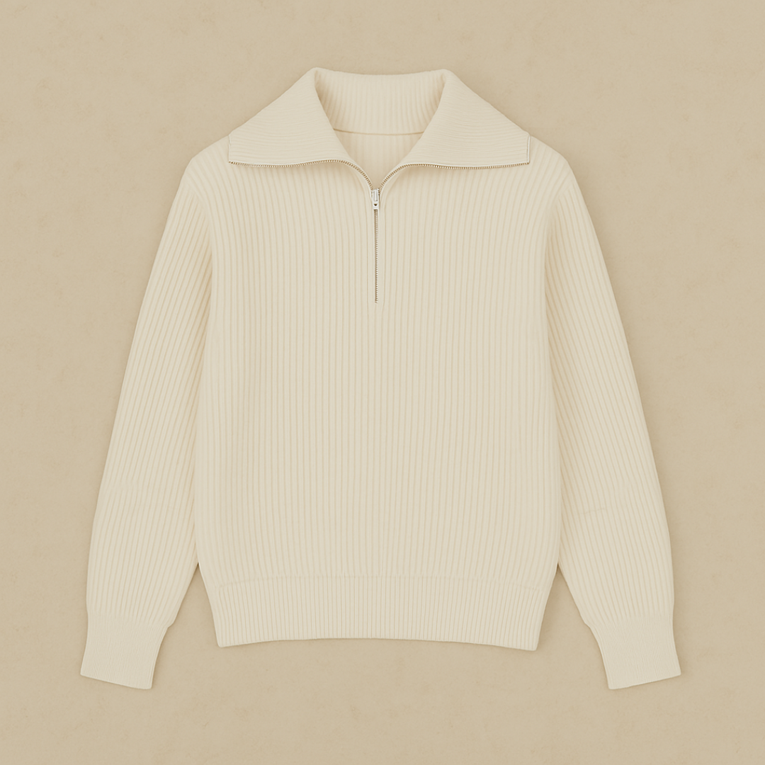 Nautical Ribbed Half-Zip Herentrui