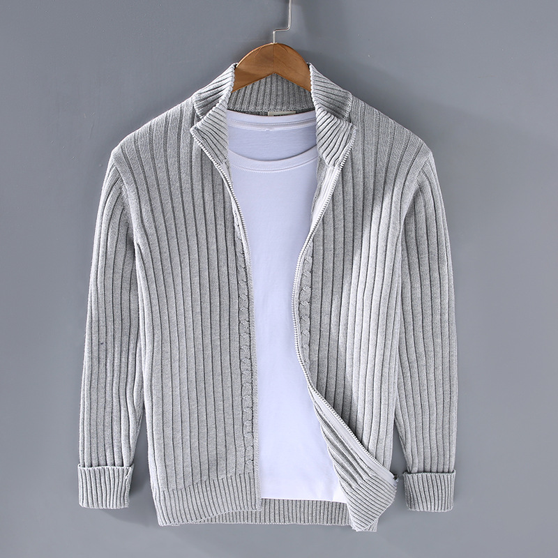 Nilo - Herencardigan Zip met Gestreepte Textuur