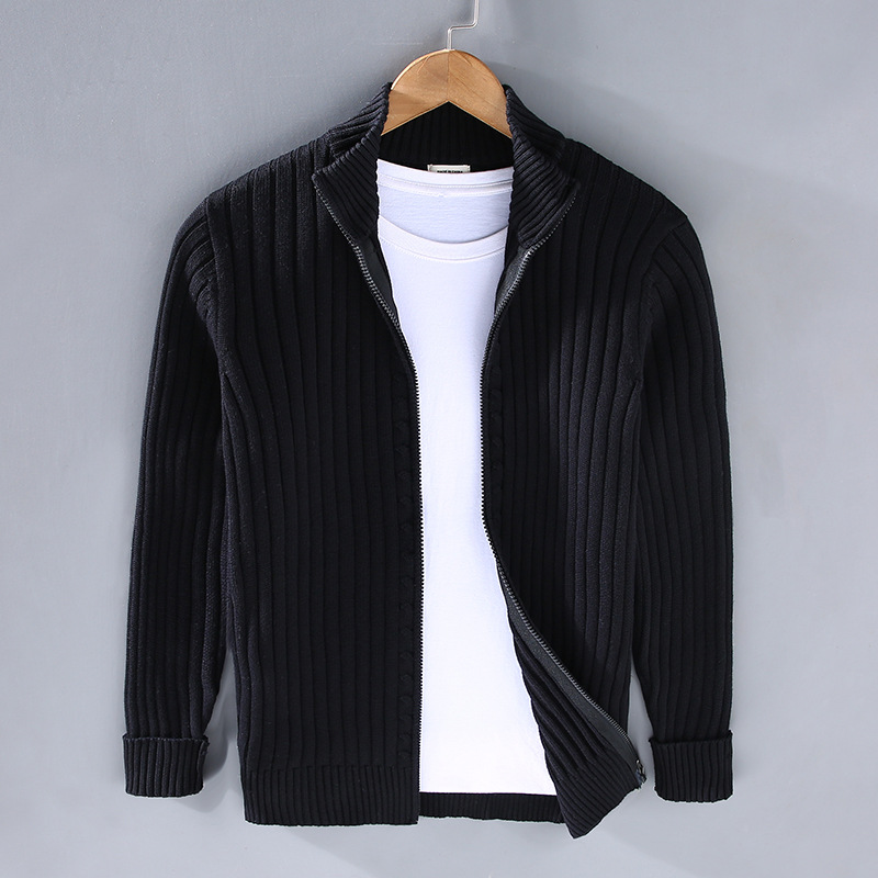 Nilo - Herencardigan Zip met Gestreepte Textuur