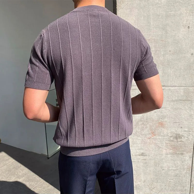 Old Money T-Shirt Heren – Luxe Slim Fit Korte Mouwen van Ice Silk Polyester in Zwart, Wit, Beige en Donkergrijs 3