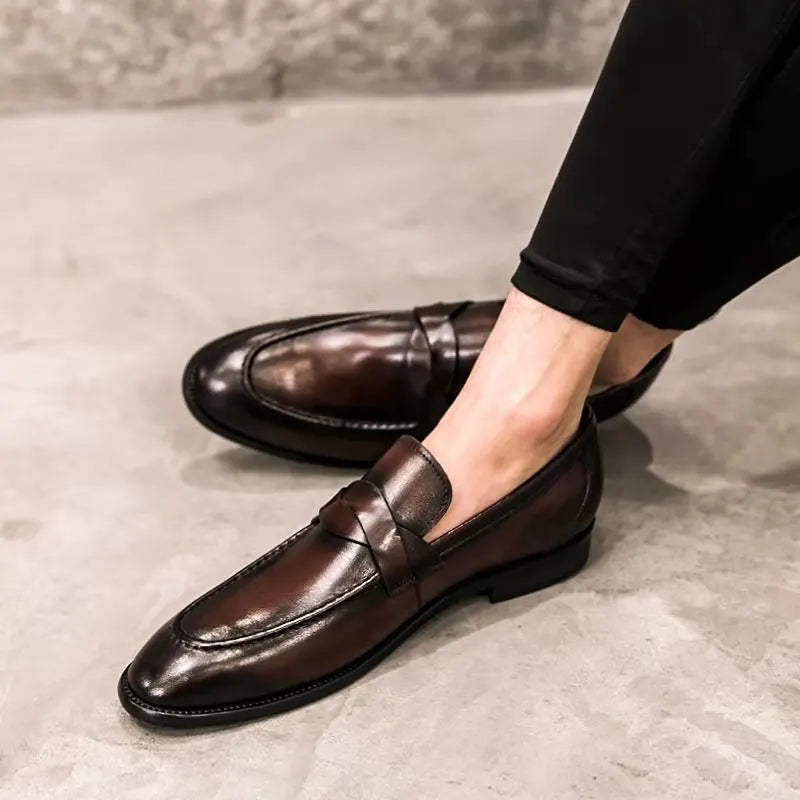 Casual Leren Loafers Heren Zwart/Bruin – Stijlvolle Instappers