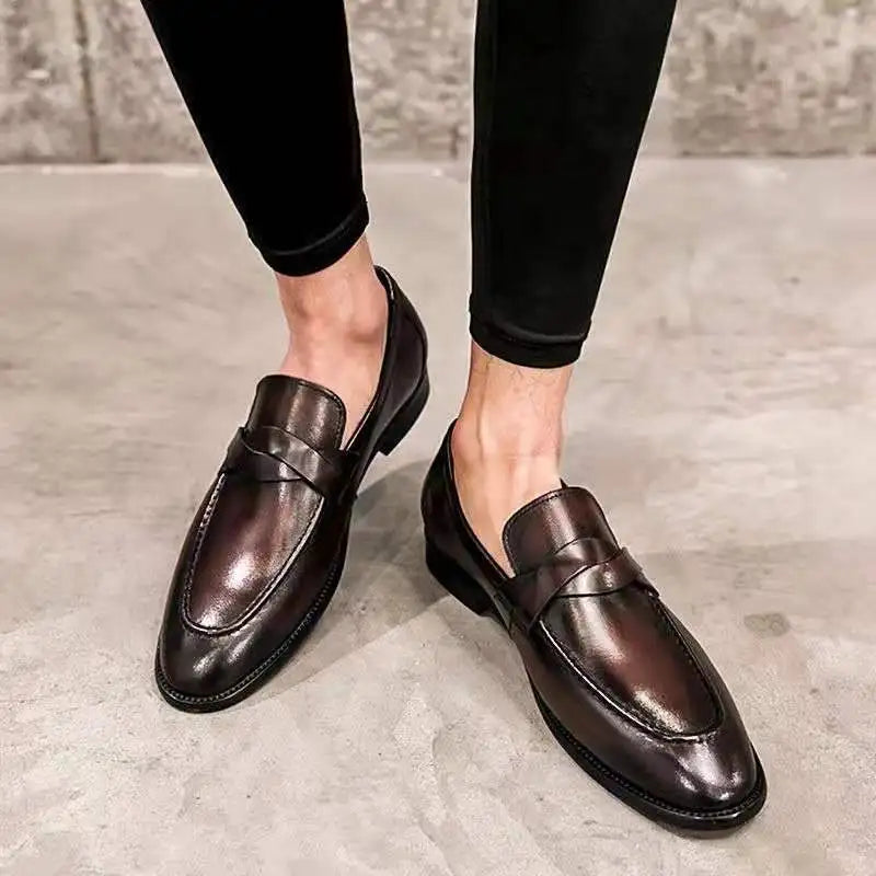 Casual Leren Loafers Heren Zwart/Bruin – Stijlvolle Instappers