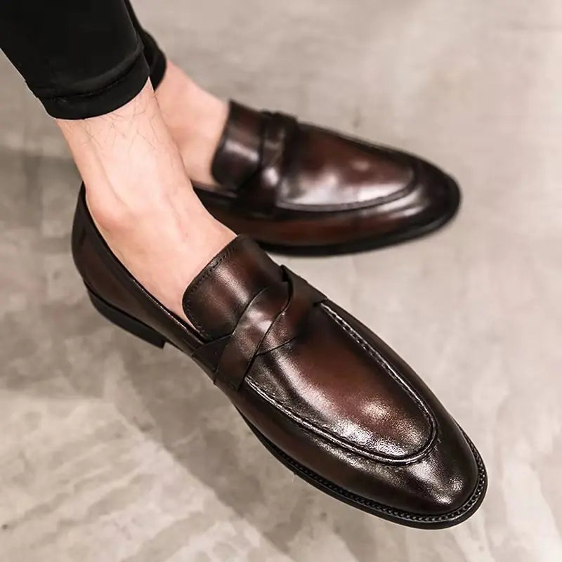 Casual Leren Loafers Heren Zwart/Bruin – Stijlvolle Instappers