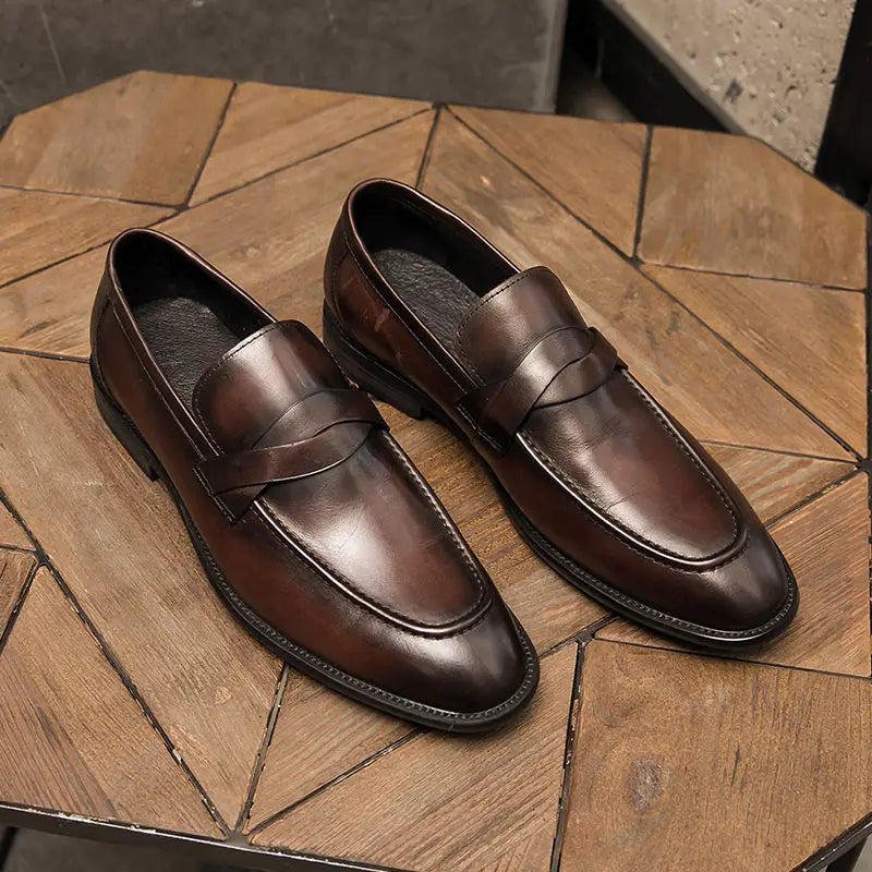 Casual Leren Loafers Heren Zwart/Bruin – Stijlvolle Instappers