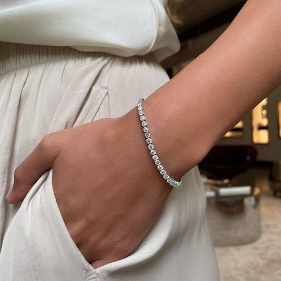 Old Money Wit Gouden Tennis Armband | Modestio