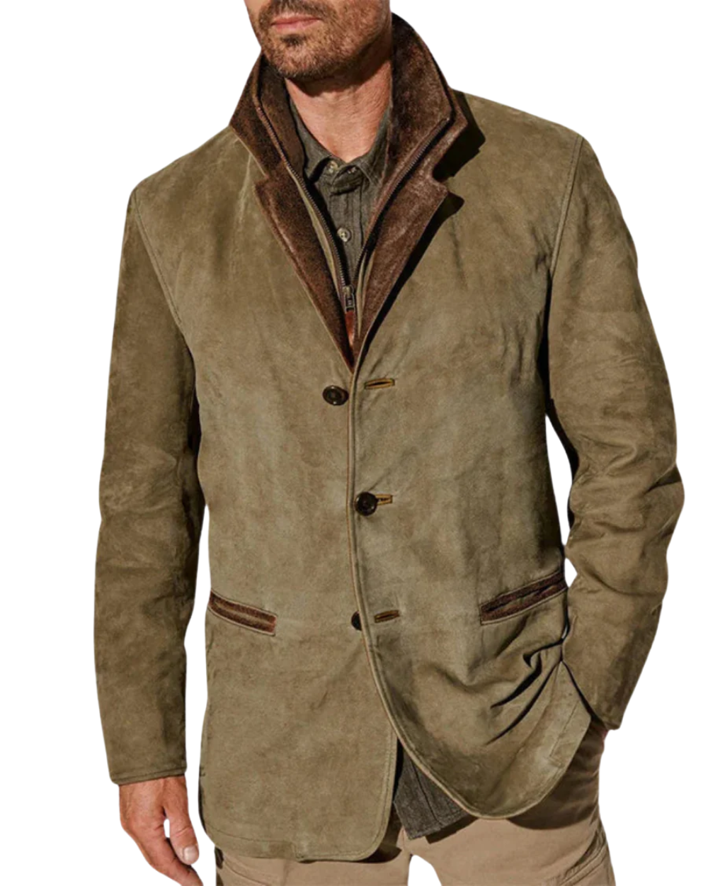 Heren Blazer Jas – Luxe Suede Jasje