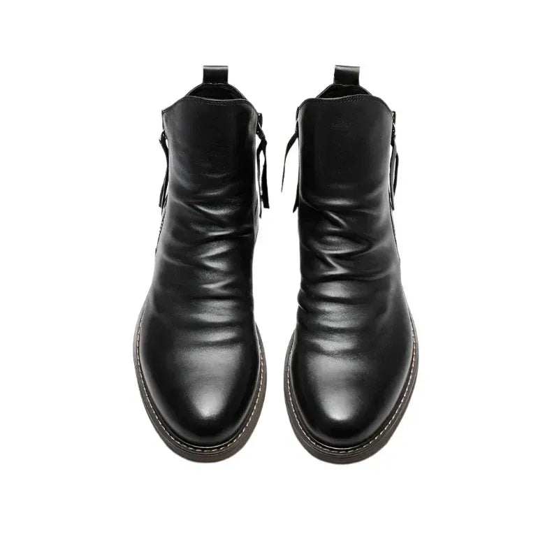 Heren enkellaars – Bruin leer – Stijlvolle boots met zijrits casual & semi-formeel