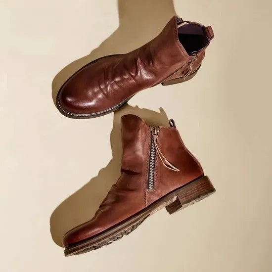 Heren enkellaars – Bruin leer – Stijlvolle boots met zijrits casual & semi-formeel