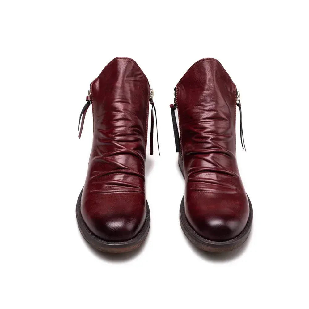 Heren enkellaars – Bruin leer – Stijlvolle boots met zijrits casual & semi-formeel