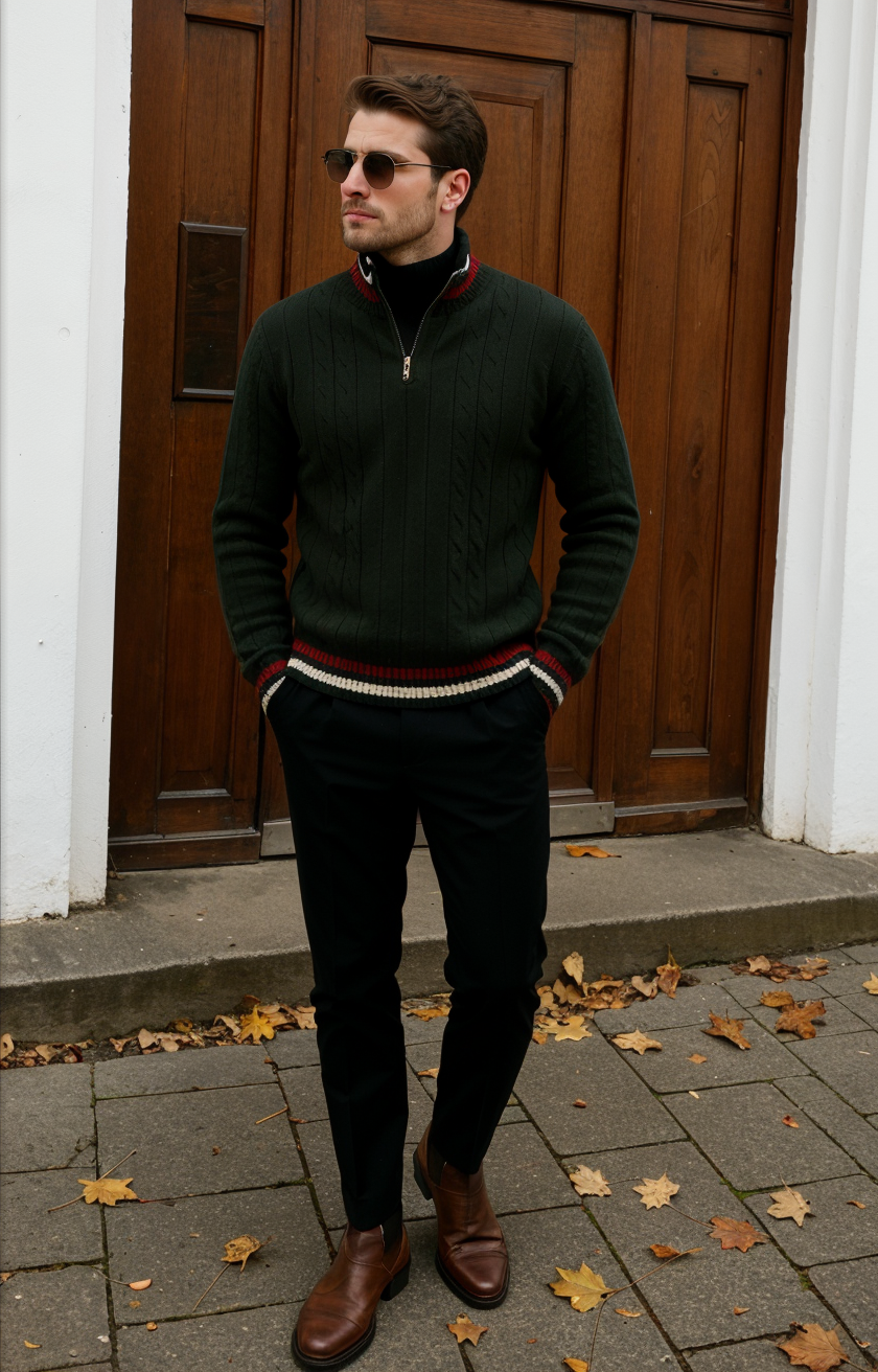 Klassieke Heren Pullover Zip Up