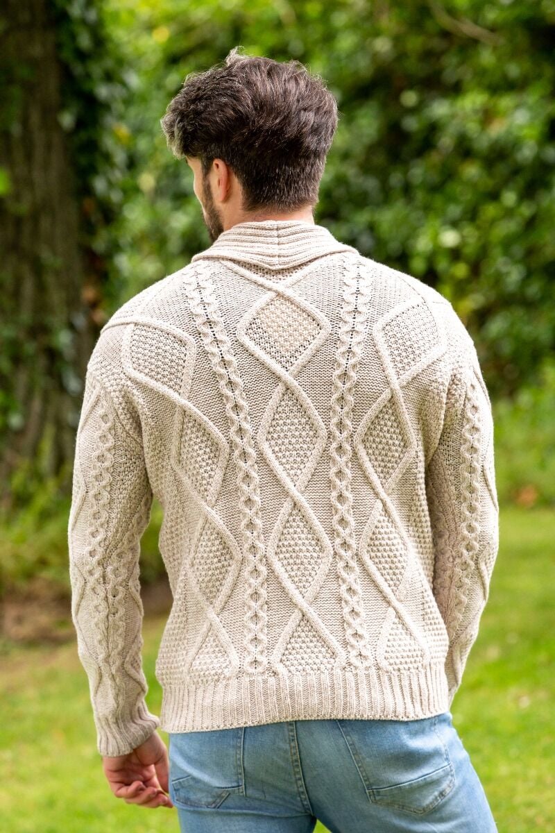 Carlos - Heren V Neck Kabel Gebreid Vest Beige