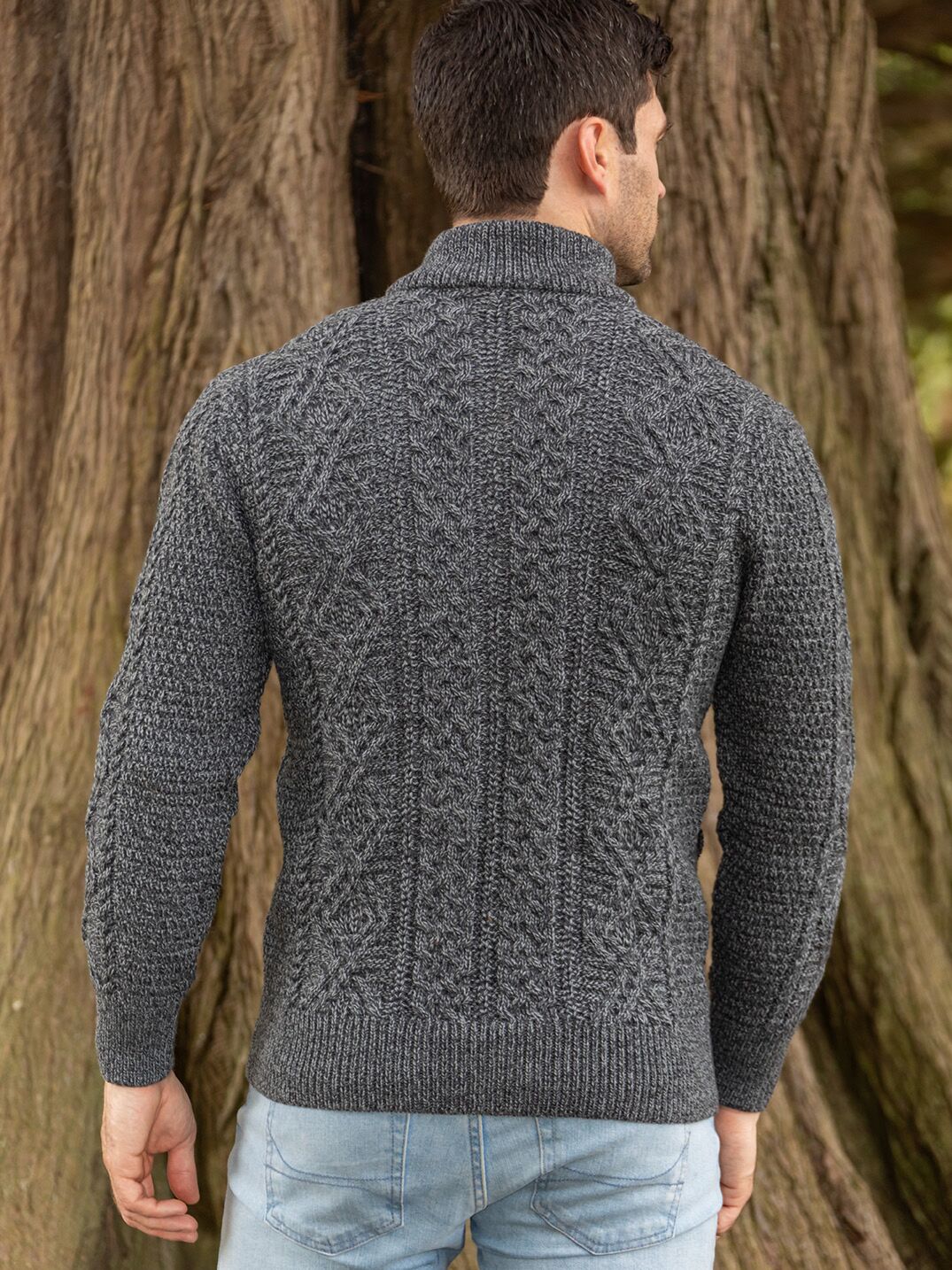 Bernardo - Heren Full Zip Cardigan – Old Money Kabelgebreid Vest – Groen / Grijs